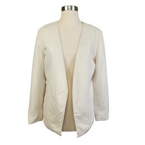 Gap Womens Open Front Chino Blazer Size 10 Cream Modal Blend Lightweight Chic